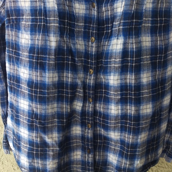 Faded glory blue plaid button up shirt - Picture 5 of 8